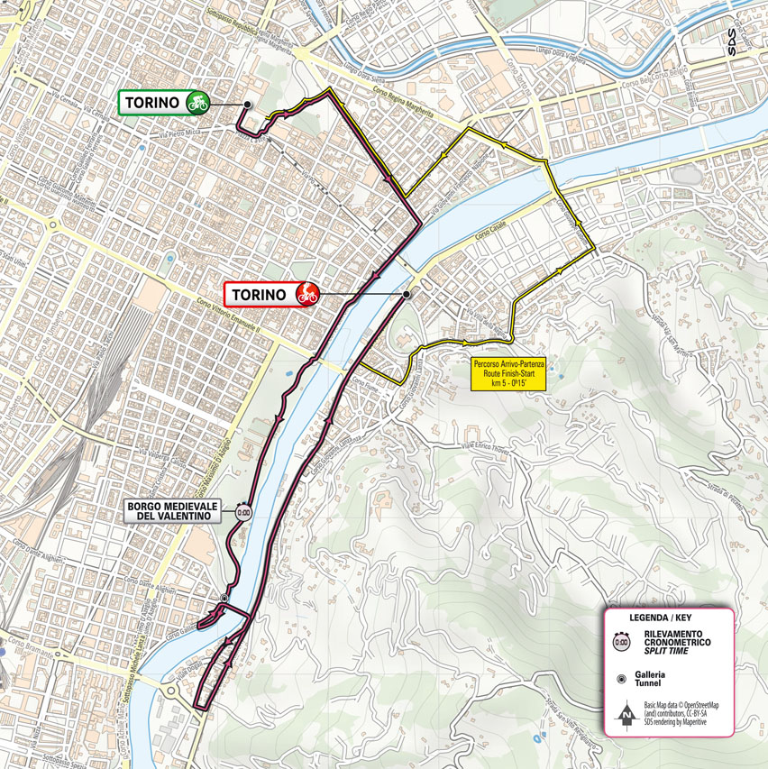 carte Étape 1 Giro d'Italia 2021: Torino, Torino TISSOT ITT