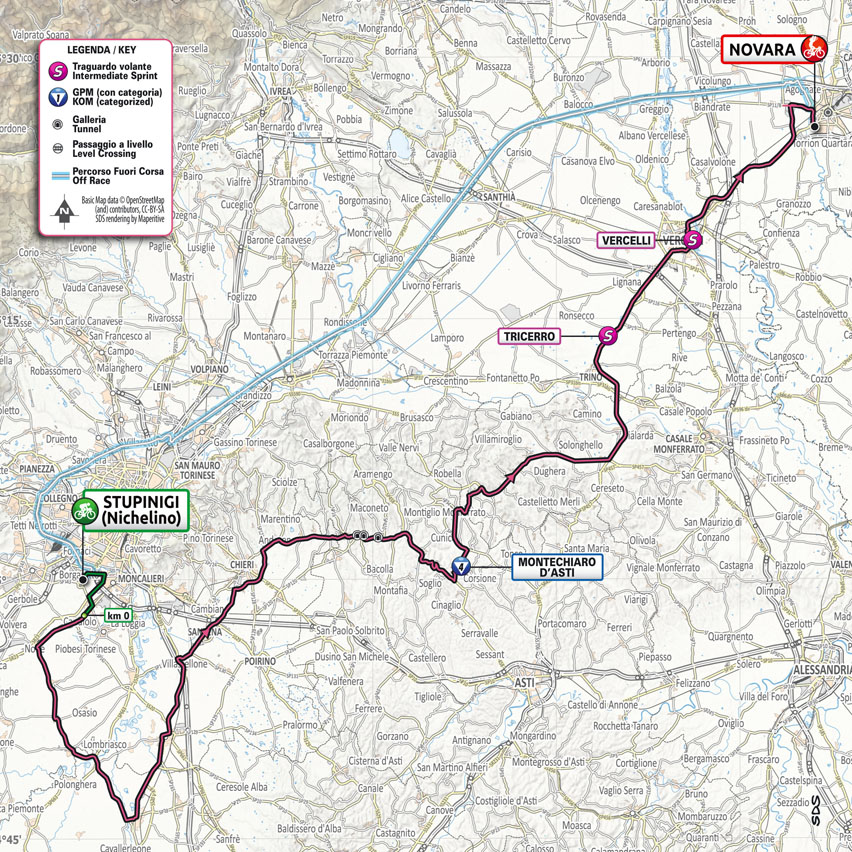 planimetría Etapa 2 Giro d'Italia 2021 Stupinigi Nichelino Novara