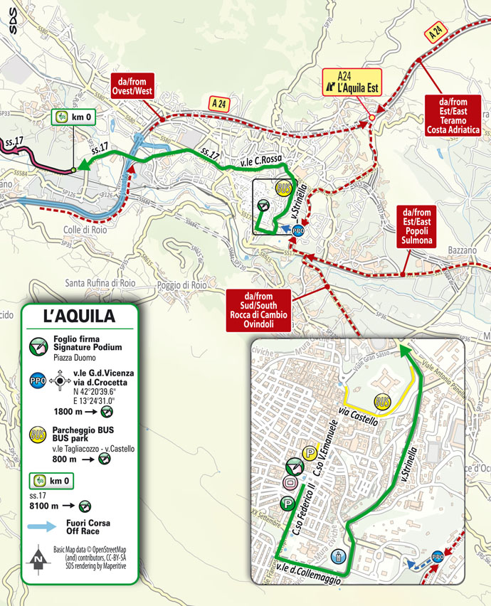 partenza Tappa 10 del Giro d'Italia 2021 L'Aquila Foligno