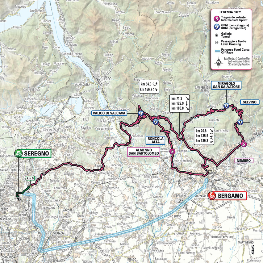 Planimetria/Map Stage 15 Giro d’Italia 2023