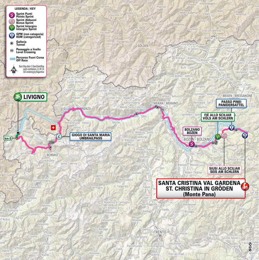 Planimetria/Map Stage 16 Giro d'Italia 2024
