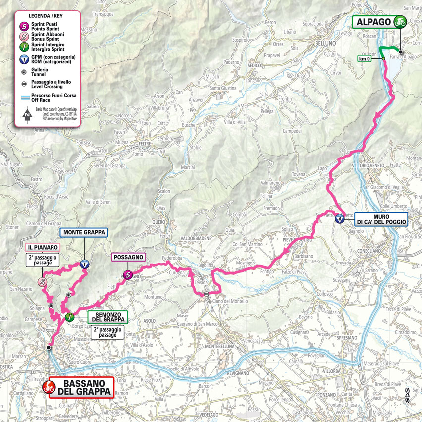 Planimetria/Map Stage 20 Giro d'Italia 2024