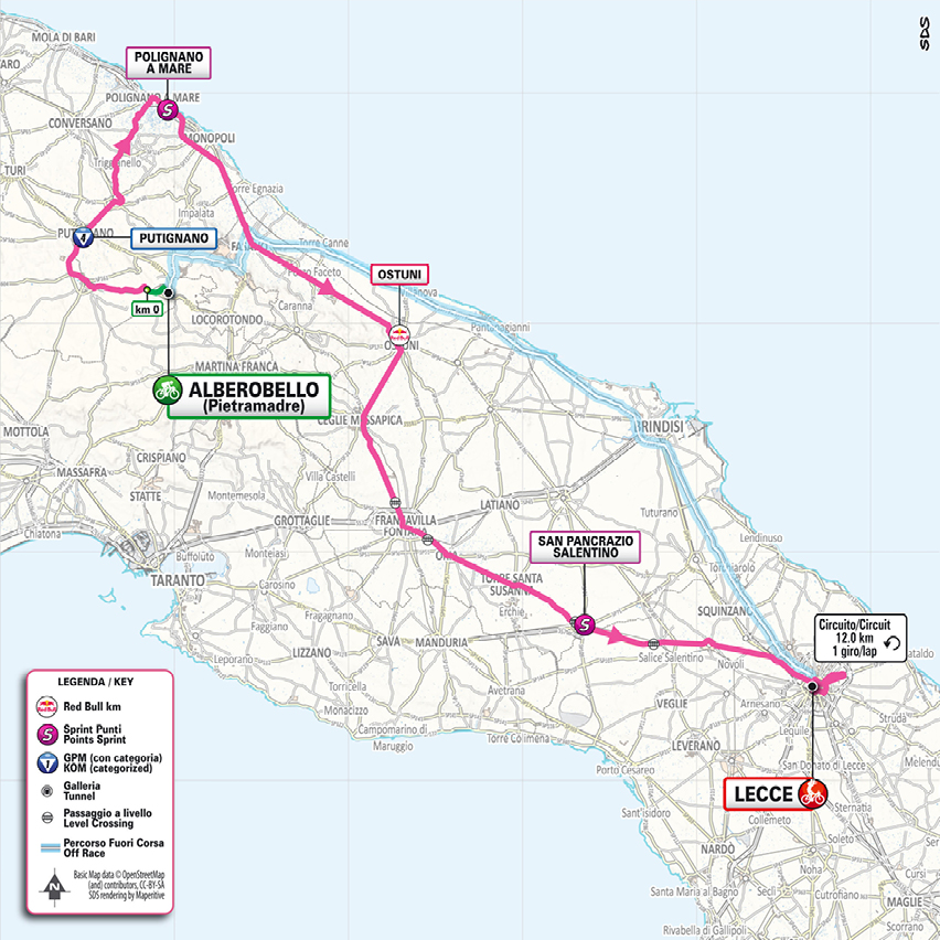 Planimetria/Map Stage 4 Giro d'Italia 2025