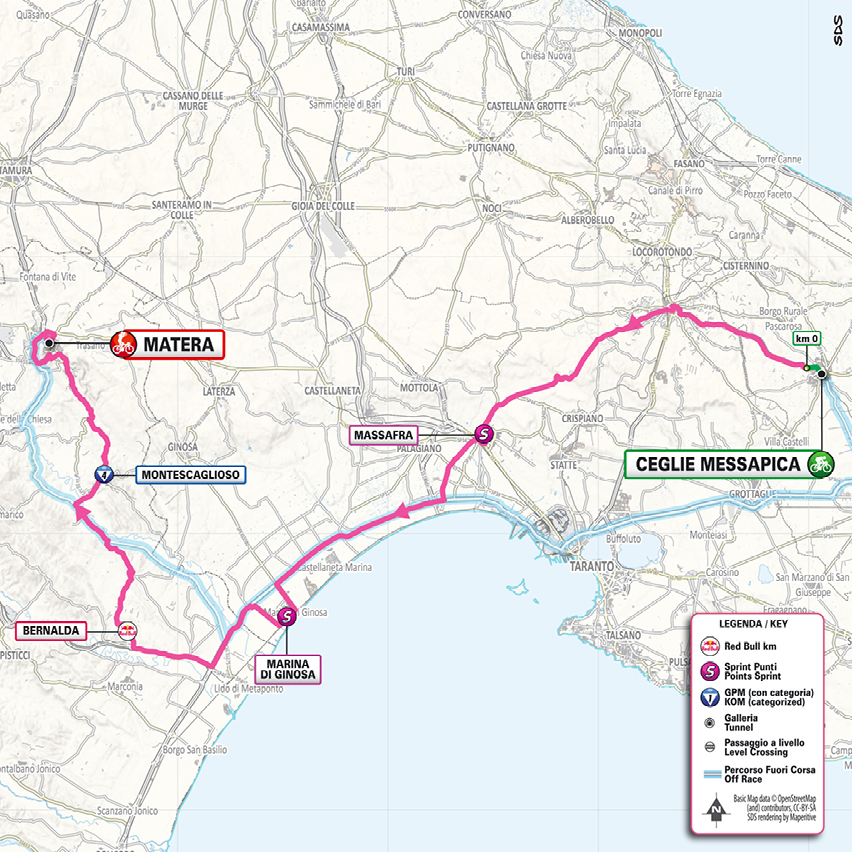Planimetria/Map Stage 5 Giro d'Italia 2025