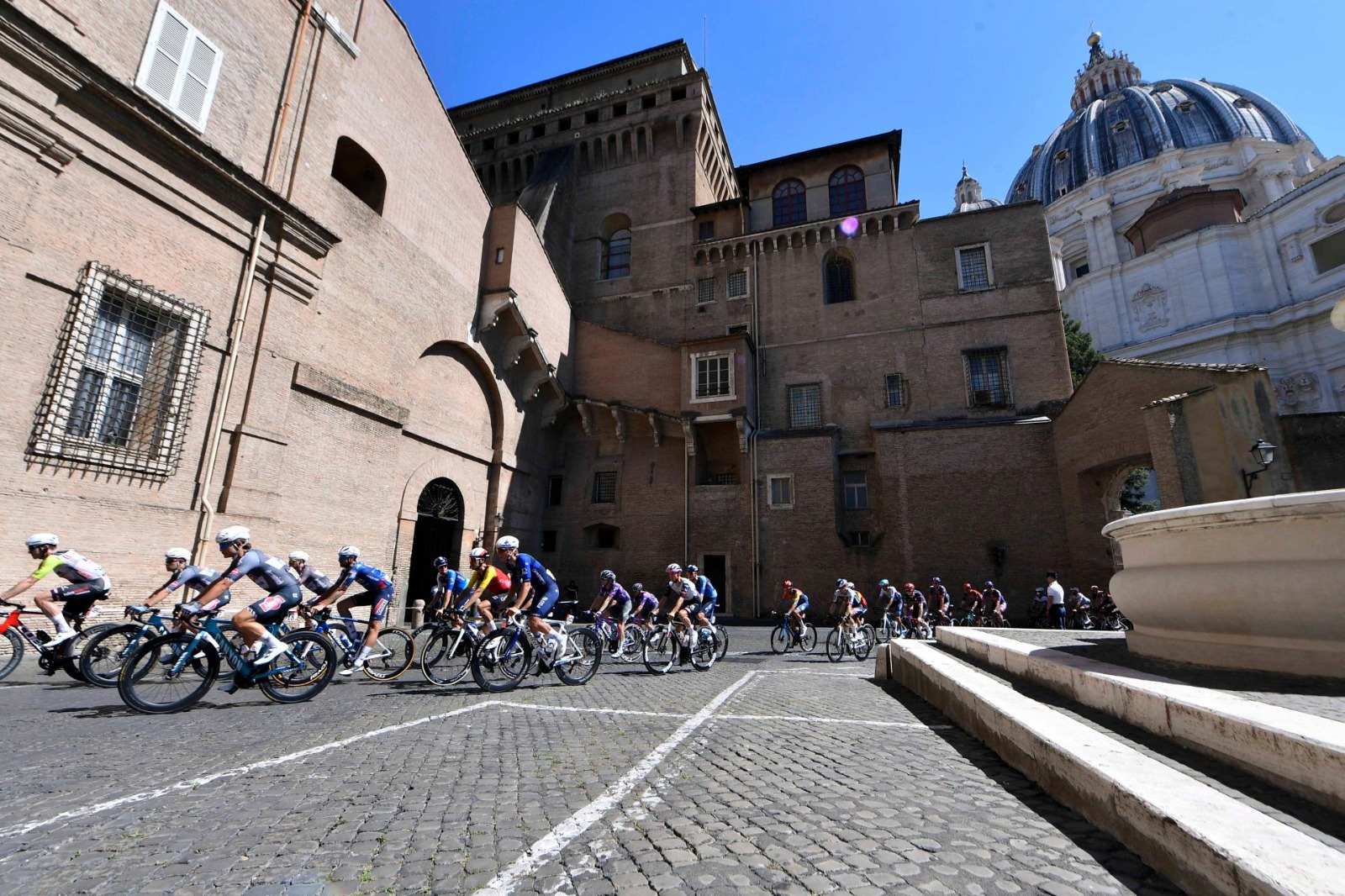 Pope Leo XIV greeted the riders as they passed through Vatican City ...