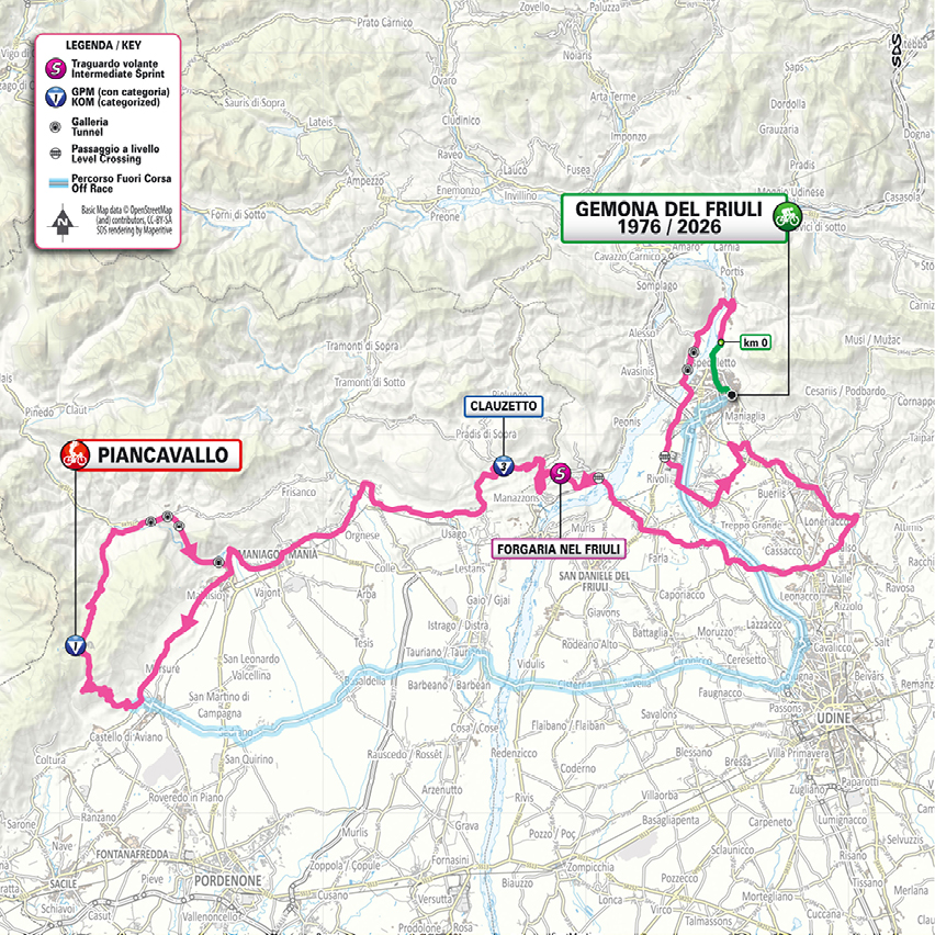 Planimetria/Map tappa 20 Giro d'Italia 2026