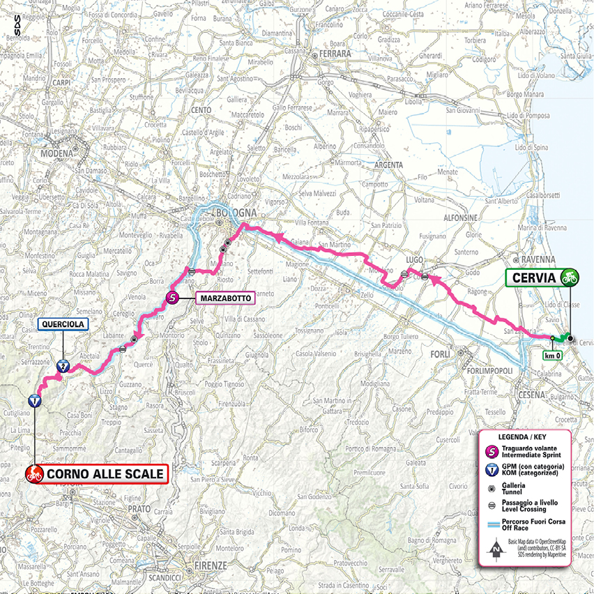 Planimetria/Map tappa 9 Giro d'Italia 2026