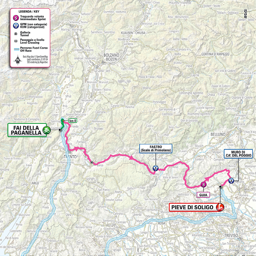 Planimetria/Map tappa 18 Giro d'Italia 2026