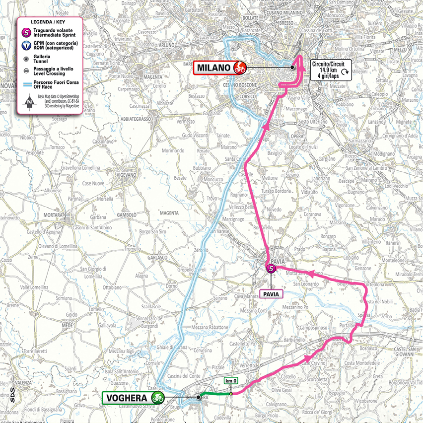 Planimetria/Map tappa 15 Giro d'Italia 2026