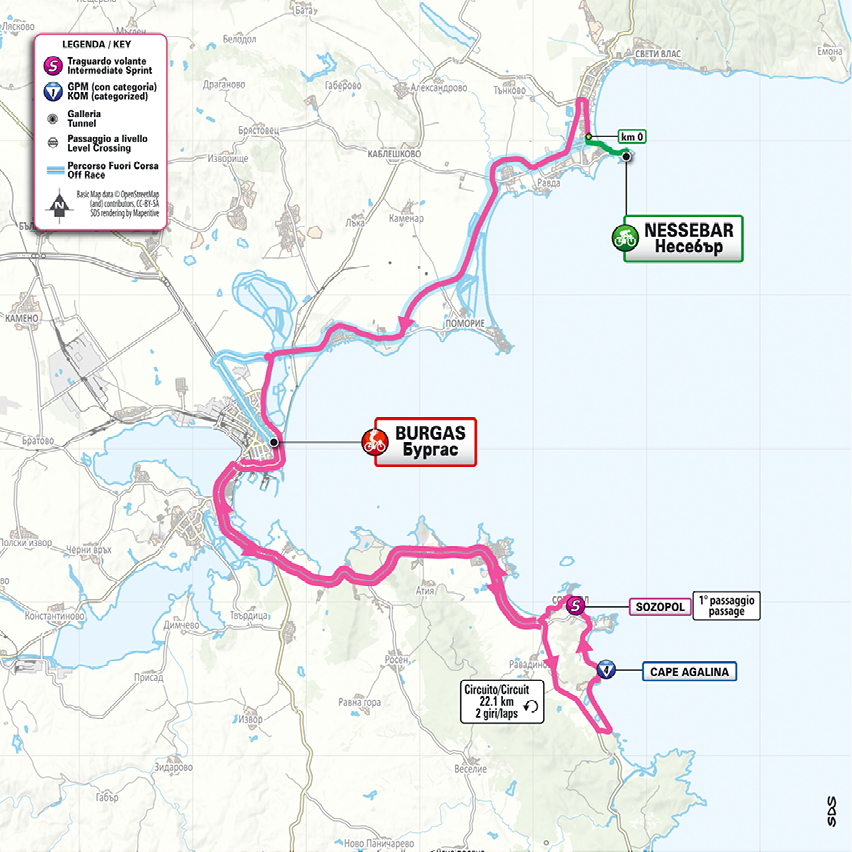 Planimetria/Map tappa 1 Giro d'Italia 2026