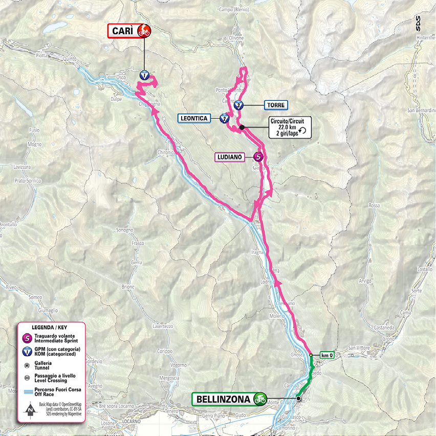 Planimetria/Map tappa 16 Giro d'Italia 2026