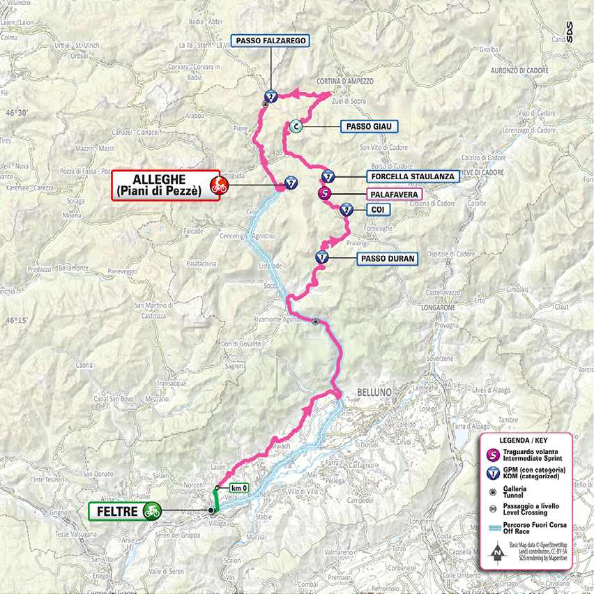 Planimetria/Map tappa 19 Giro d'Italia 2026