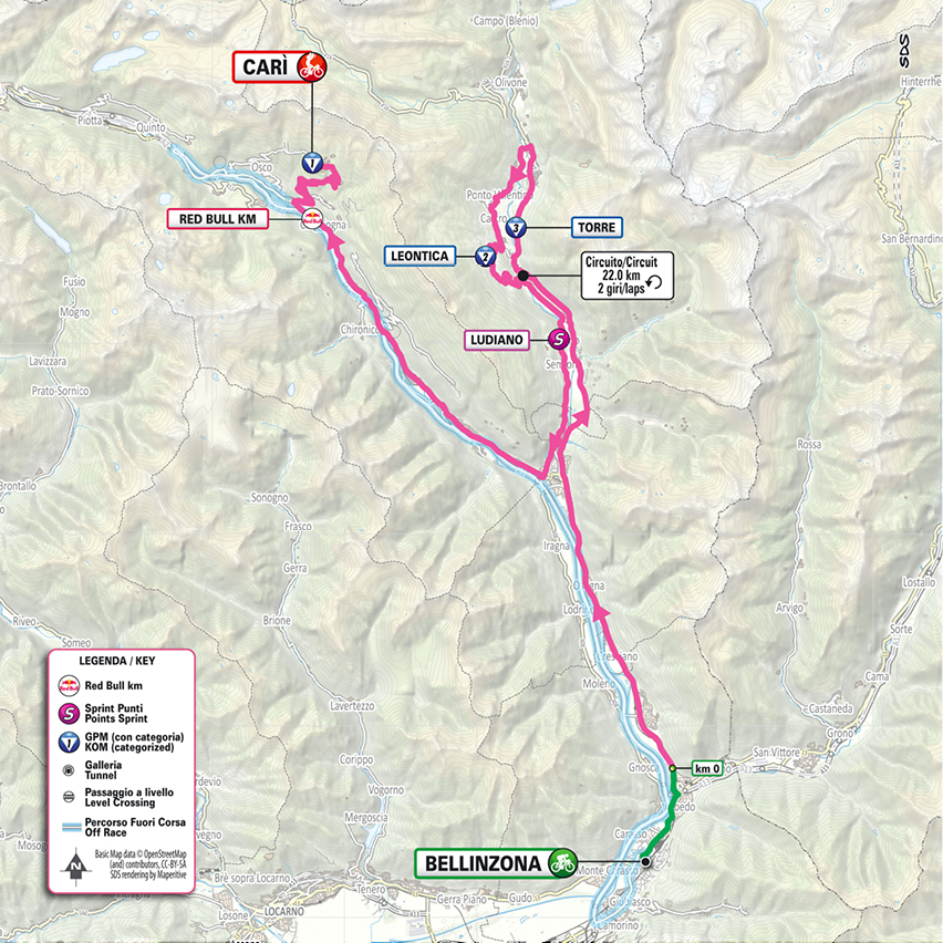 Planimetria/Map tappa 16 Giro d'Italia 2026