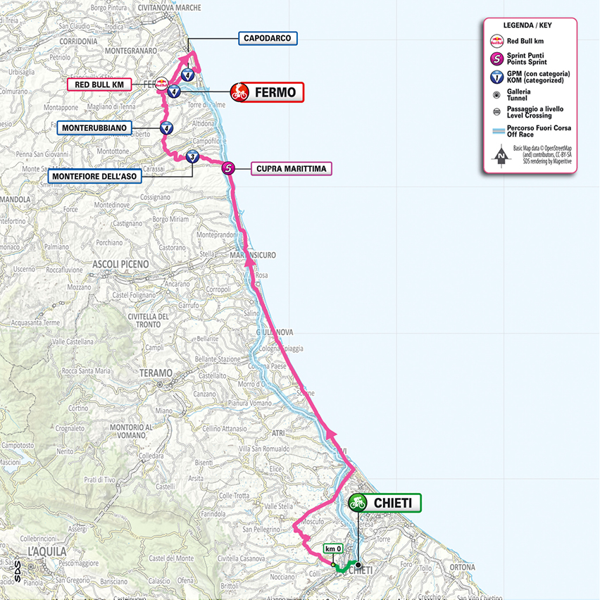 Planimetria/Map tappa 8 Giro d'Italia 2026