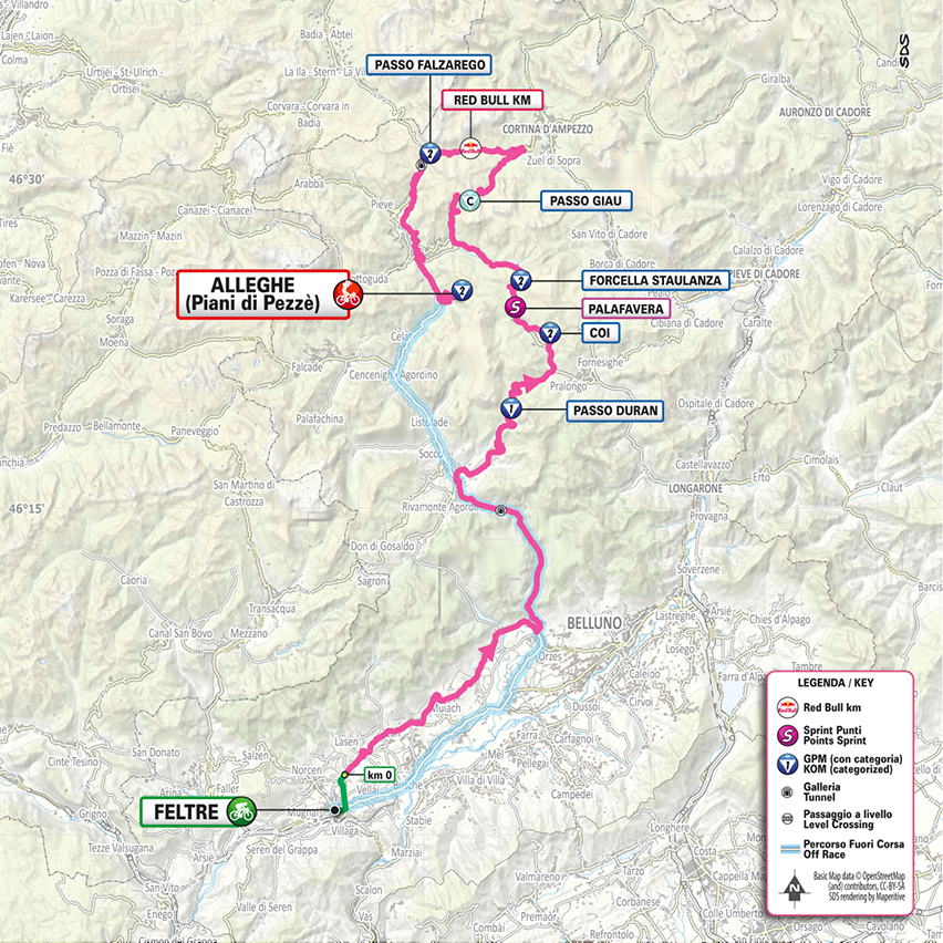 Planimetria/Map tappa 19 Giro d'Italia 2026
