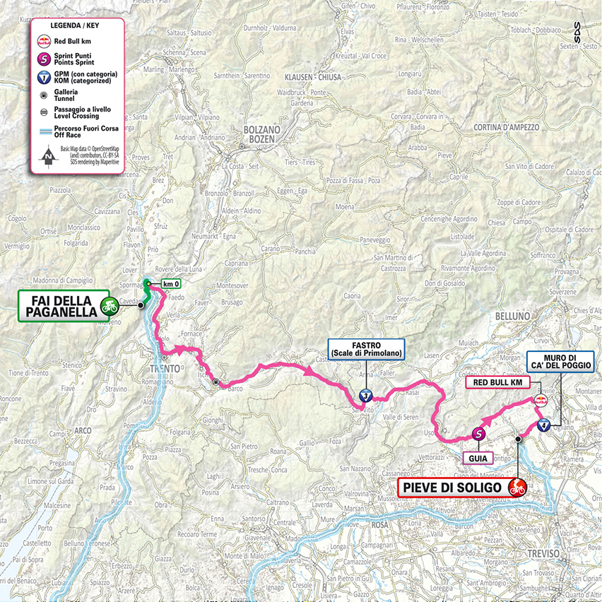 Planimetria/Map tappa 18 Giro d'Italia 2026